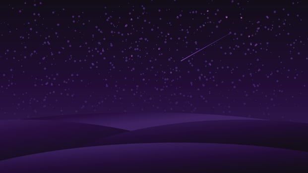 night landscape cartoon background scene. dark field with starry sky and shooting star vector