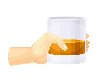 Male hand holding glass of alcoholic drink illustration vector