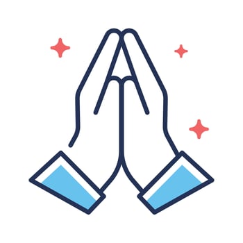 A well crafted line icon showing prayer hands vector