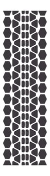 Vertical close up of a tire tread pattern featuring prominent hexagons and geometric shapes, emphasizing safety, grip, and performance on various road surfaces vector
