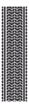 Seamless vertically oriented tire track with herringbone pattern and dotted edges is isolated on white, representing automotive industry, transportation, and vehicle maintenance vector