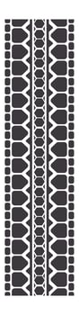 Vertical close up of tire tread pattern featuring repeating geometric shapes, lines, and textures, creating a visually striking design suitable for automotive and transportation related projects vector