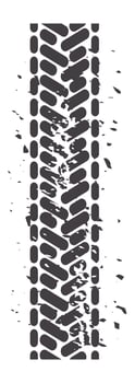 Grunge tire track is leaving a trail of destruction, creating a powerful visual of movement and impact, perfect for conveying themes of speed, adventure, or rebellion vector