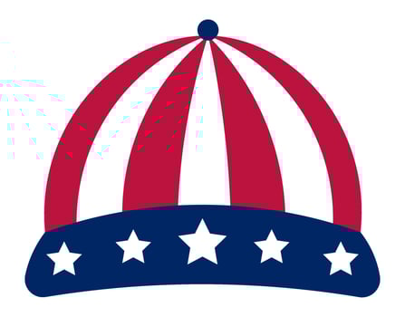 Red, white, and blue hat with stars and stripes design celebrating Independence Day, perfect for showing patriotism and national pride during festivities vector