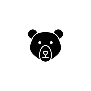 Simple black bear face icon on white background. vector
