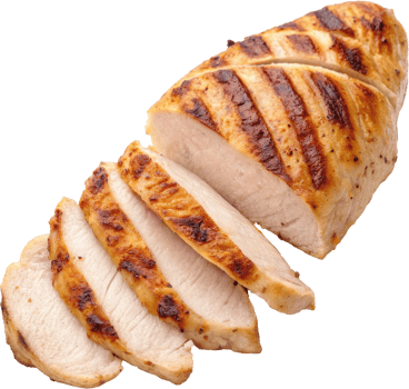 Juicy and tender grilled chicken breast with appealing char lines sliced and ready to serve as a delicious main course or part of a healthy meal png