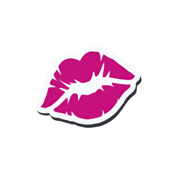 Vibrant pink lips sticker with bold outline, symbolizing playful and romantic expression. design is simple yet striking, perfect for adding touch of fun to any surface png