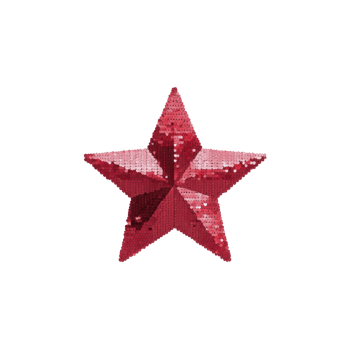 Shiny red sequin star with three dimensional appearance, perfect for festive decorations or crafts. vibrant color and sparkling texture add touch of glamour and celebration png