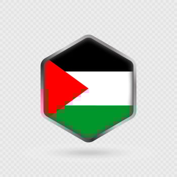 Palestine Flag Icon in Hexagon Shape. vector
