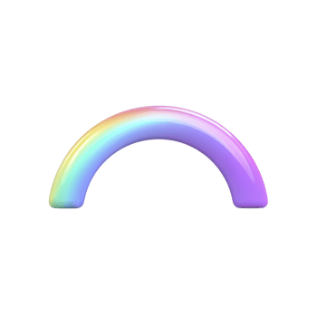 Colorful, glossy rainbow arc with smooth gradient from purple to yellow on transparency background, creating vibrant and cheerful visual png