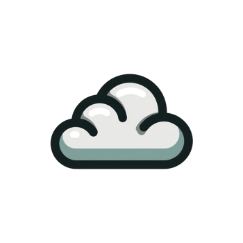 Stylized cloud icon with minimalist design, featuring soft curves and subtle shadow, set against transparent background png