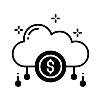 Visually appealing glyph icon depicting cloud earning. vector