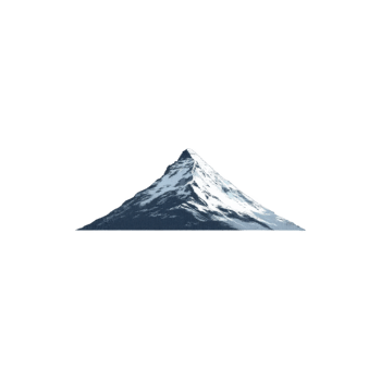 Solitary snow capped mountain peak stands majestically against clear sky, showcasing its rugged beauty and serene isolation. crisp white snow contrasts with dark rocky surface png