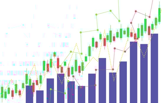 a chart showing the upward trend in the stock market vector