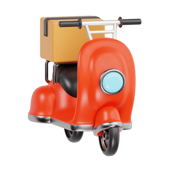3d render of a red delivery scooter png