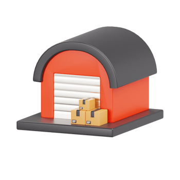 3d icon of a warehouse with packages png