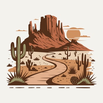 A stylized illustration of a desert landscape vector