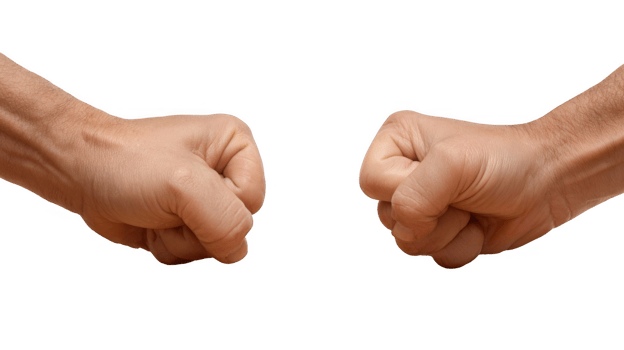 Two fists bumping each other on transparent background png