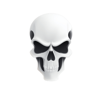 Stylized white skull with black eye sockets and smooth surface, conveying bold and eerie expression. design is simple yet striking, suitable for Halloween themes png