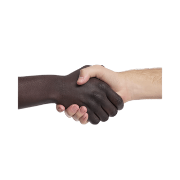 Handshake between two individuals of different skin tones symbolizes unity and cooperation. image conveys message of diversity and mutual respect png