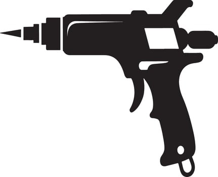 Pneumatic caulking gun icon black silhouette illustration. vector