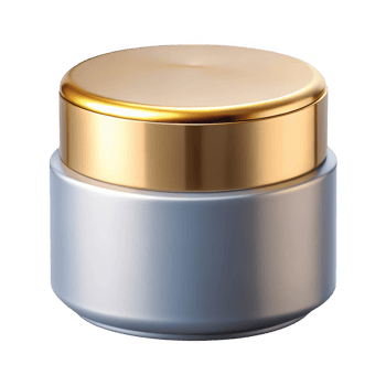 Elegant silver and gold cosmetic jar isolated on transparent background png