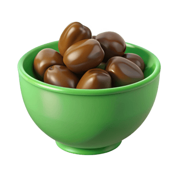 Jujube fruits in green bowl isolated on transparent background png