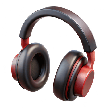 Red and black headphones isolated on transparent background png