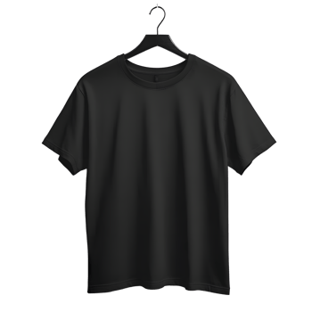 Blank black t-shirt mockup on a hanger, ready for design. png