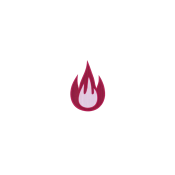 Stylized red flame icon with white center on transparency background, symbolizing heat or energy. design is simple and modern, conveying sense of warmth and intensity png