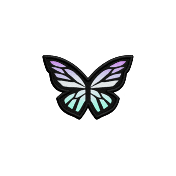 Colorful butterfly illustration with gradient wings featuring shades of purple, blue, and green, set against plain background. design is simple and elegant, evoking sense of tranquility and beauty png