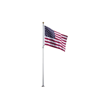 Image shows American flag waving on tall flagpole against clear background, symbolizing patriotism and national pride png