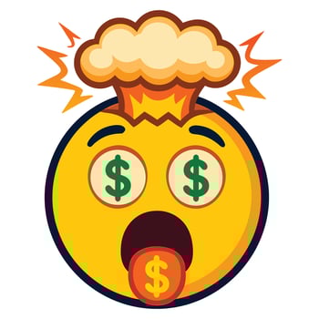 Colorful Mind Blown Emoji Illustration with Exploding Head Effect and Vibrant Yellow Glossy Design vector