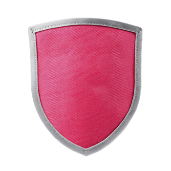 Vibrant pink shield with silver border, symbolizing protection and strength. shield bold color and sleek design make it striking emblem png