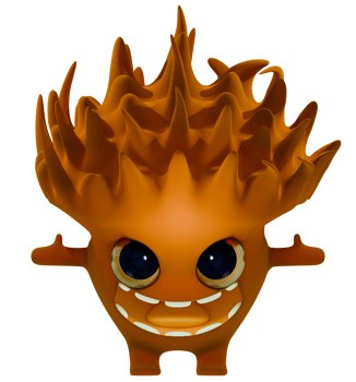 A cartoon orange monster with big eyes and big teeth png