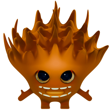 A cartoon orange mascot with big eyes and a big mouth png