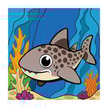 Cartoon Leopard Shark in Ocean Scene Illustration for Children or Design vector