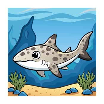 Cartoon Leopard Shark Illustration Undersea Adventure with Cute Animal Character vector