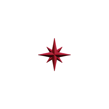 Red eight pointed star with 3D effect is centered transparency background, creating striking and bold visual. star sharp edges and vibrant color contrast with dark backdrop, enhancing its png