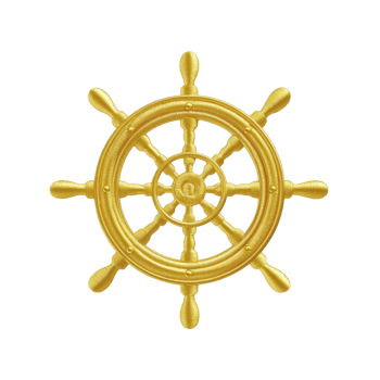 Golden ship wheel with intricate details symbolizes navigation and adventure, often associated with maritime themes and leadership png
