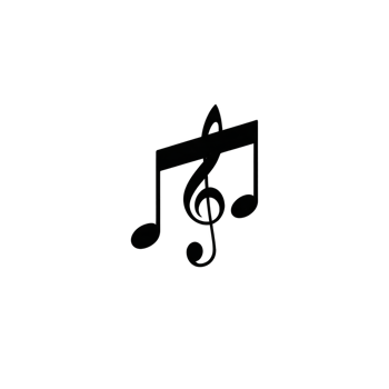 Black musical note and treble clef symbol are depicted on transparency background, representing music and melody. simple design conveys sense of harmony and rhythm png