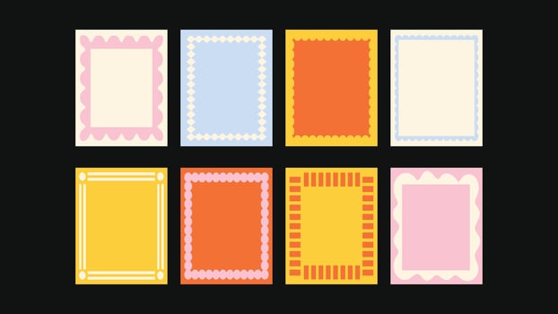 Marine-inspired hand drawn borders and frames abstract design in coastal cut out style for wedding invitations, birthday cards, prints with space for text vector