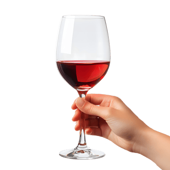 Hand holding a glass of red wine, perfect for celebratory occasions. png