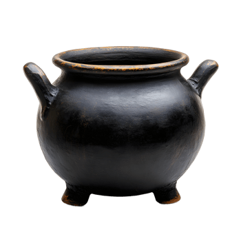 Dark, Antique-Style Pottery Pot with Intricate Texture png