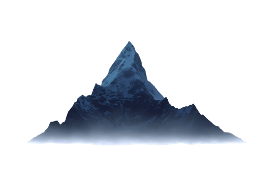A majestic, snow capped mountain peak rises sharply against clear sky, its rugged slopes shrouded in mist, evoking sense of awe and tranquility png