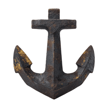 Weathered, rusty anchor with crossbar, showcasing signs of age and corrosion, isolated on transparency background. anchor texture and patina suggest long history at sea png