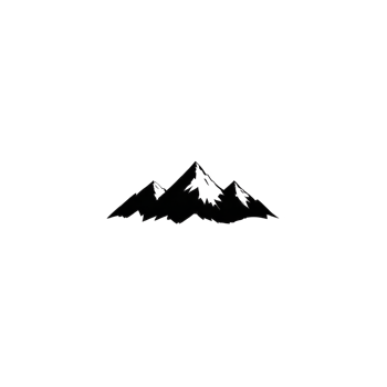 Minimalist black mountain silhouette logo on transparent background, conveying simplicity and elegance png