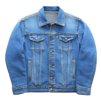 Blue denim jacket with button closure and chest pockets, showcasing classic style and casual fashion. jacket features collar and long sleeves, perfect for versatile wear png