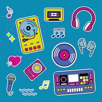 colorful musical equipment element vector
