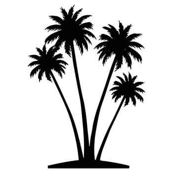 Palm Tree Silhouette Tropical Island Illustration. vector
